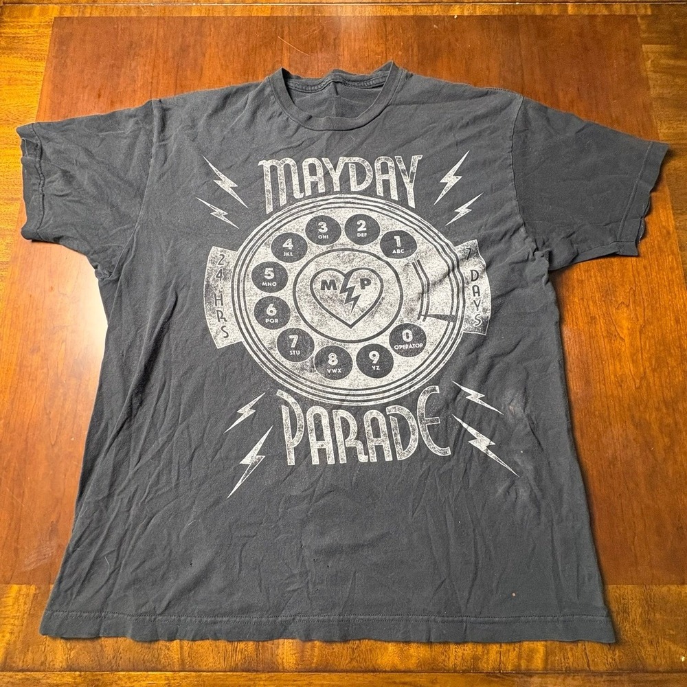 Mayday Parade Rotary Phone Graphic Emo Pop Punk Band T-Shirt Black XL